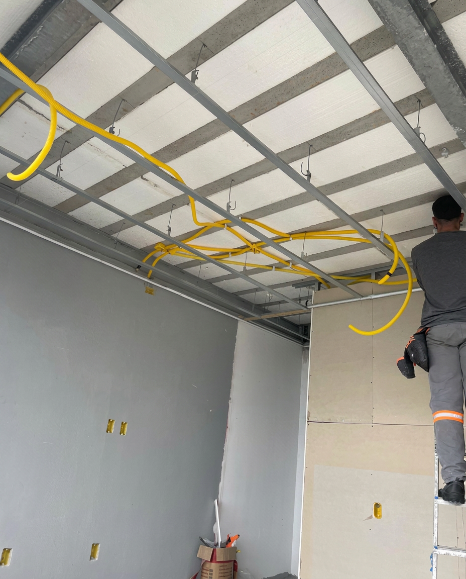 Infraestrutura elétrica em forro